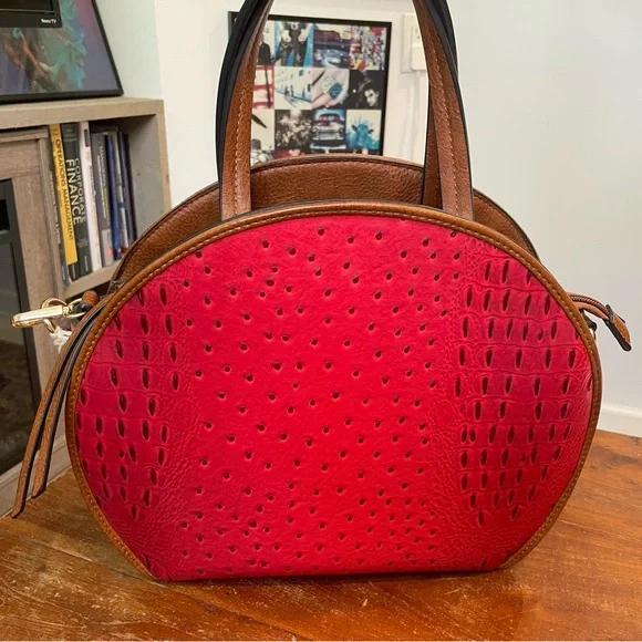 Red Ostrich Leather Circle Bag - Picture 3 of 3